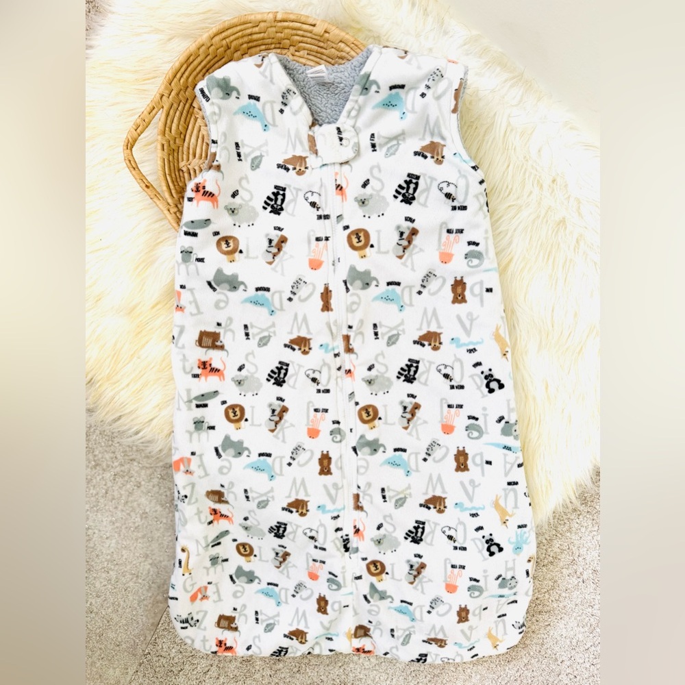 Hudson Baby White Alphabet Animals Sleeveless Sleeping Sack Size 12-18 Months